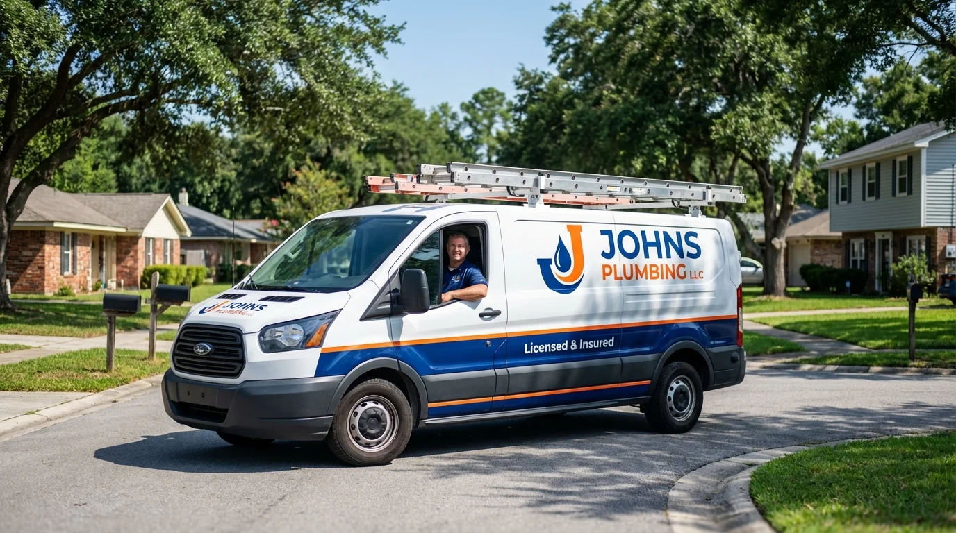 Johns Plumbing LLC service van in Englewood, FL