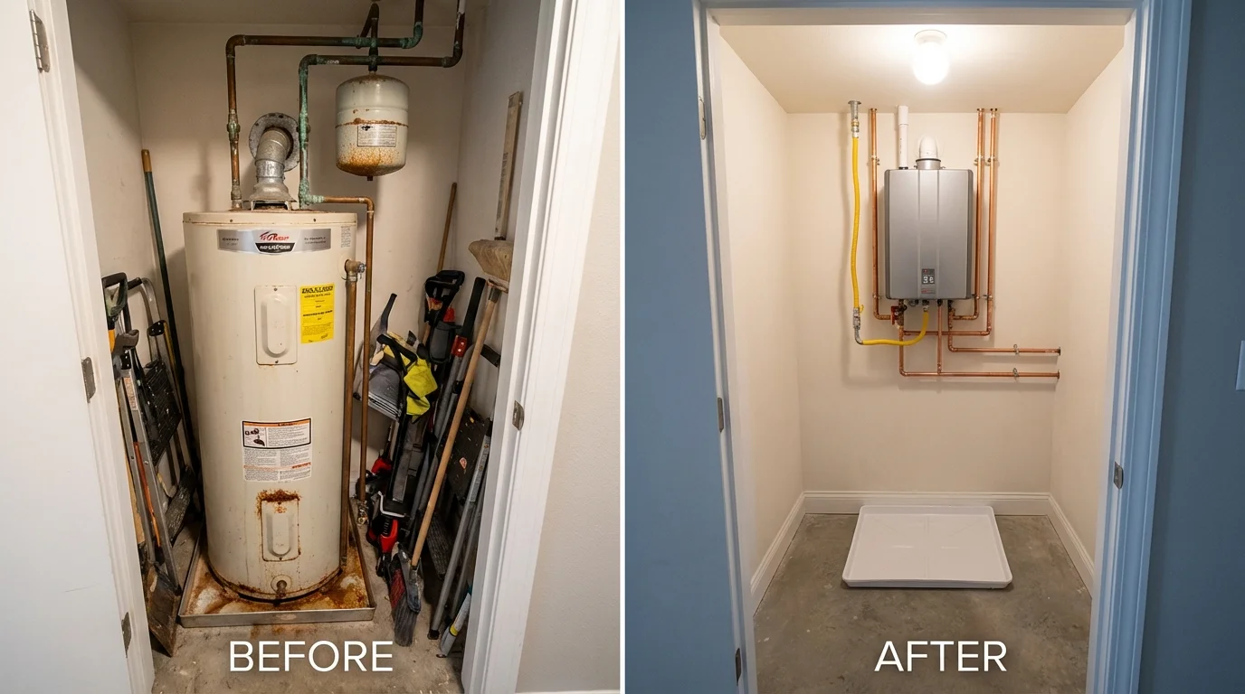 Tank water heater versus wall-mounted tankless unit comparison for Englewood, FL homeowners