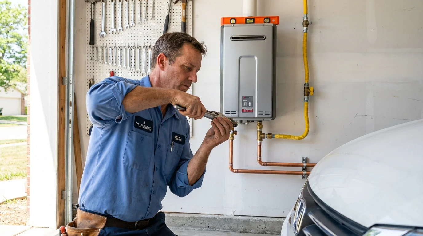 Tankless water heater installation by a Johns Plumbing LLC plumber in Englewood